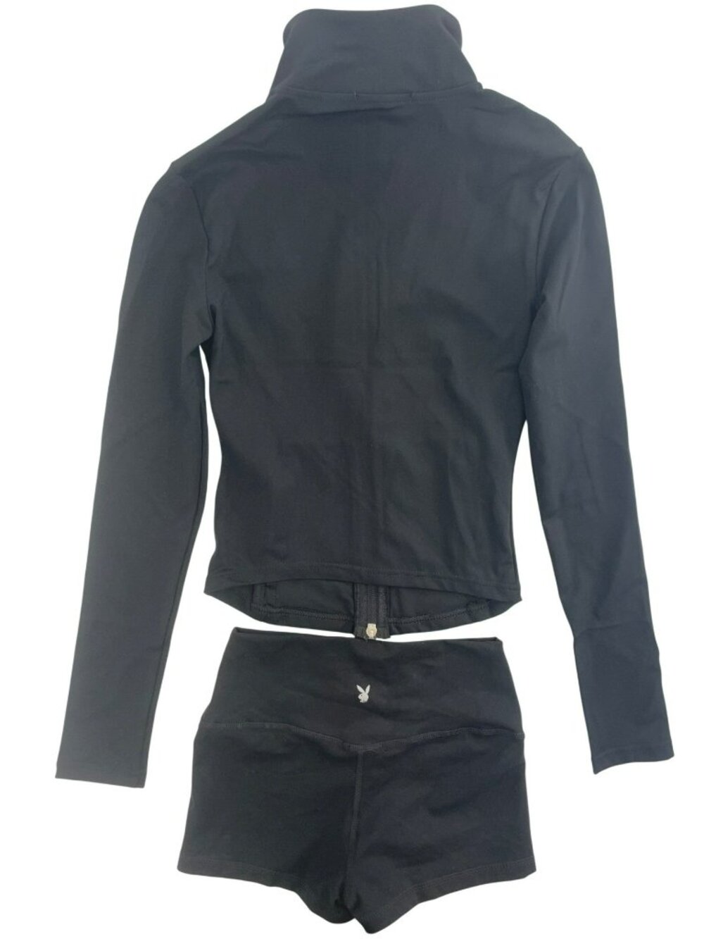 Playboy Jacket & Shorts 2-PIECE-SET Stretchy Black Full-Zip Women's Size S NWT - Picture 2 of 9